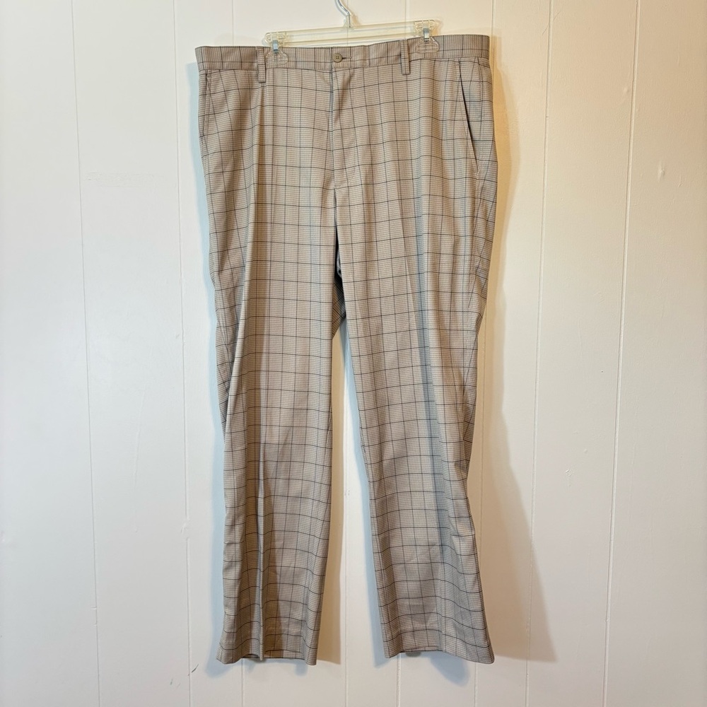 FootJoy Golf Logo Athletic Fit Stretch Khaki Golf Pants Sz W40 L32 Glen Plaid